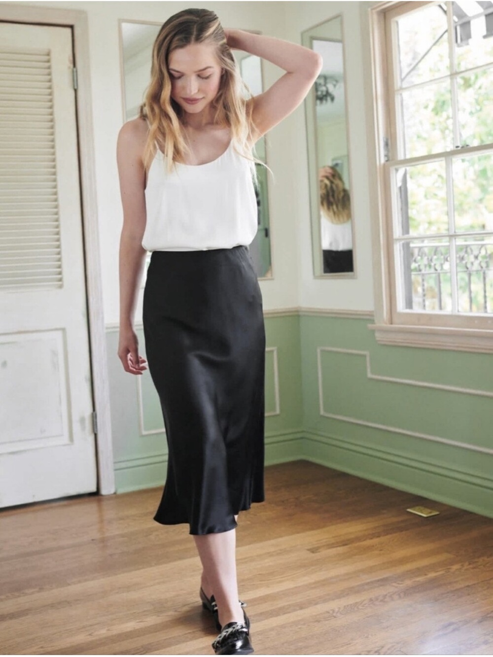 Quince washable silk skirt black Size XS